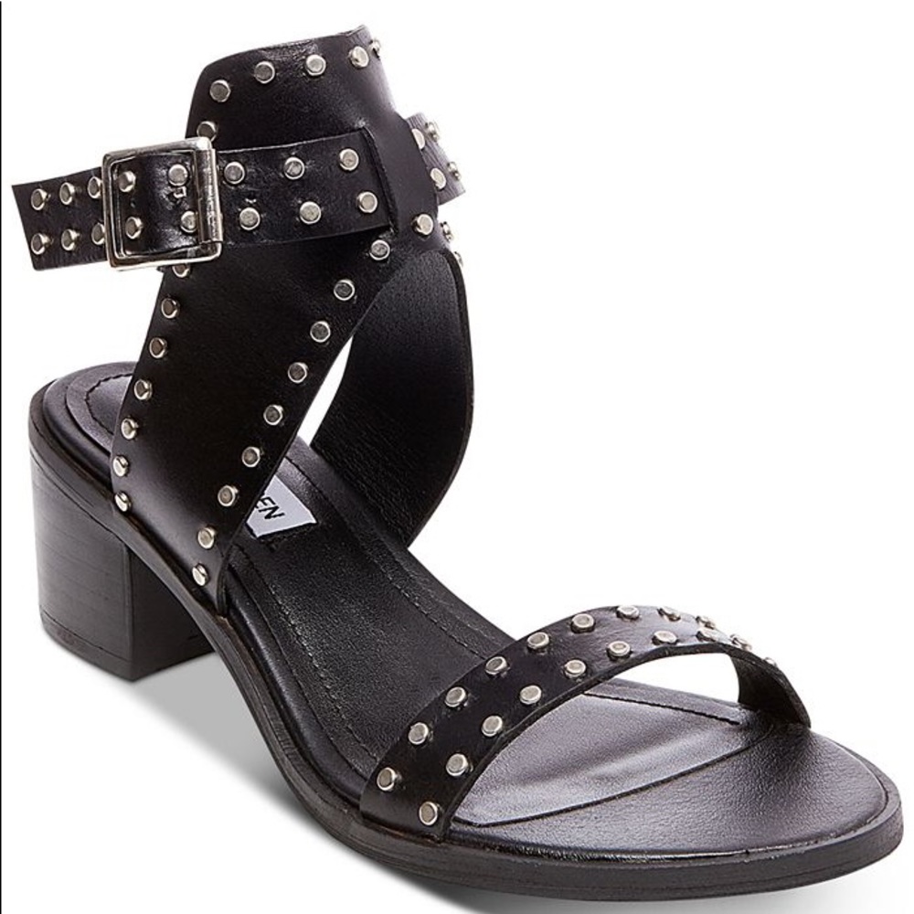 Black studded heeled sandals